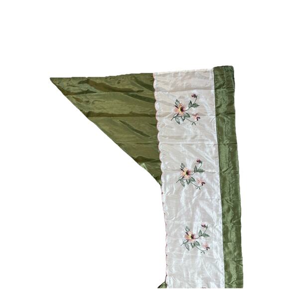 Set of 3 Beautiful Faux Silk Short Curtains Valances Panels Green Pink White - Picture 6 of 6